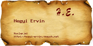 Hegyi Ervin névjegykártya